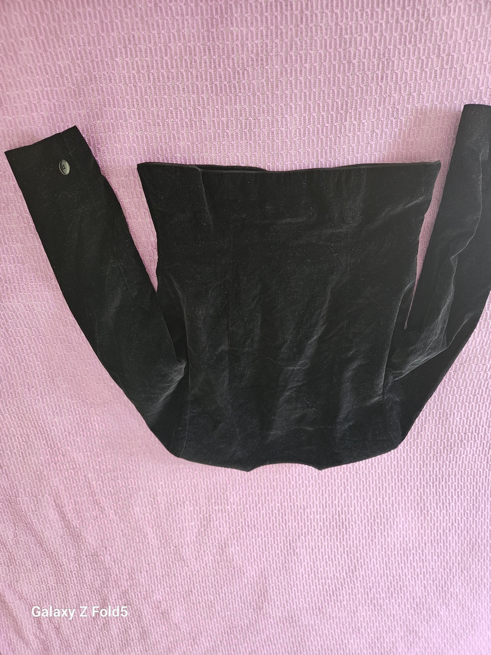 Black Velvet Button-Front Women's Jacket - Picture 9 of 10